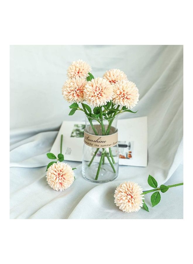 XiuWoo 12-Piece Artificial Chrysanthemum Ball Flower Beige/Green  - Image 4