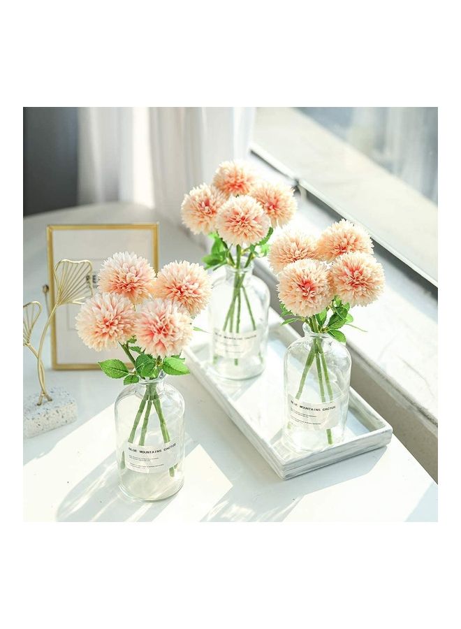 XiuWoo 12-Piece Artificial Chrysanthemum Ball Flower Beige/Green  - Image 5