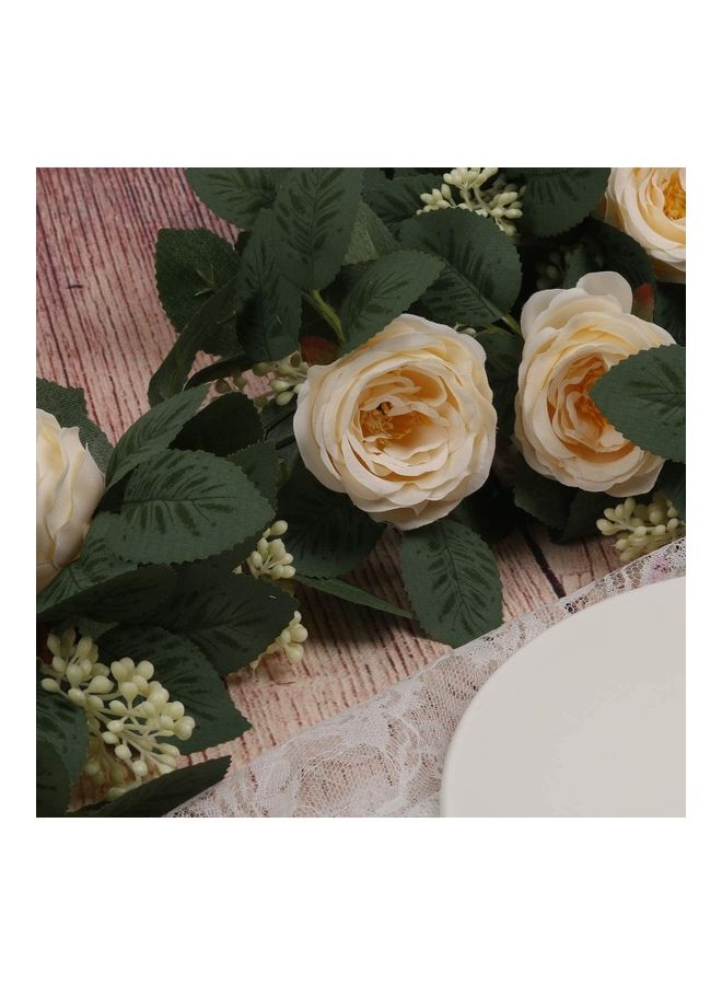 XiuWoo 2-Piece Artificial Rose Vine Garland Beige/Green  - Image 4