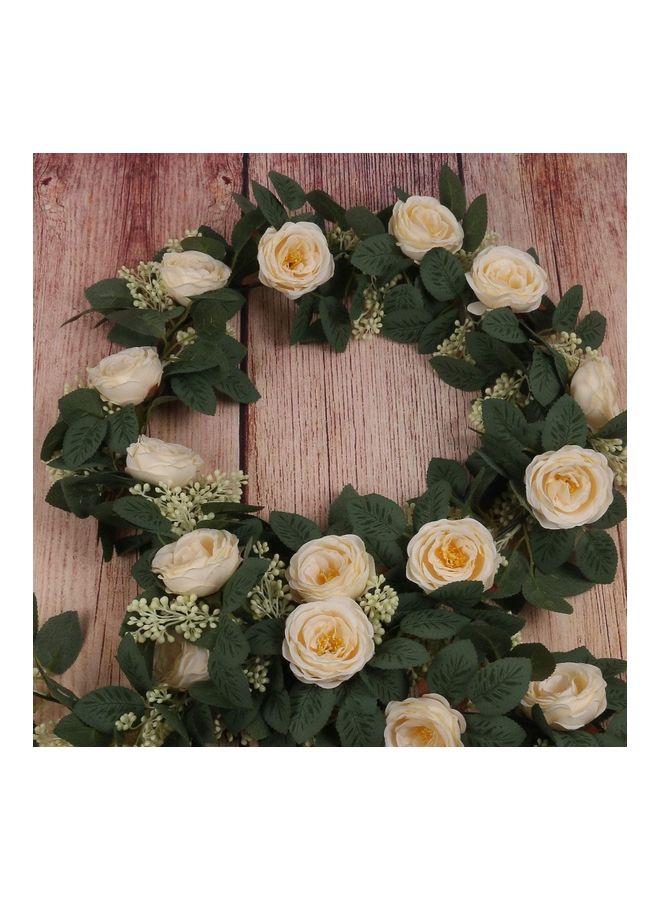 XiuWoo 2-Piece Artificial Rose Vine Garland Beige/Green  - Image 5