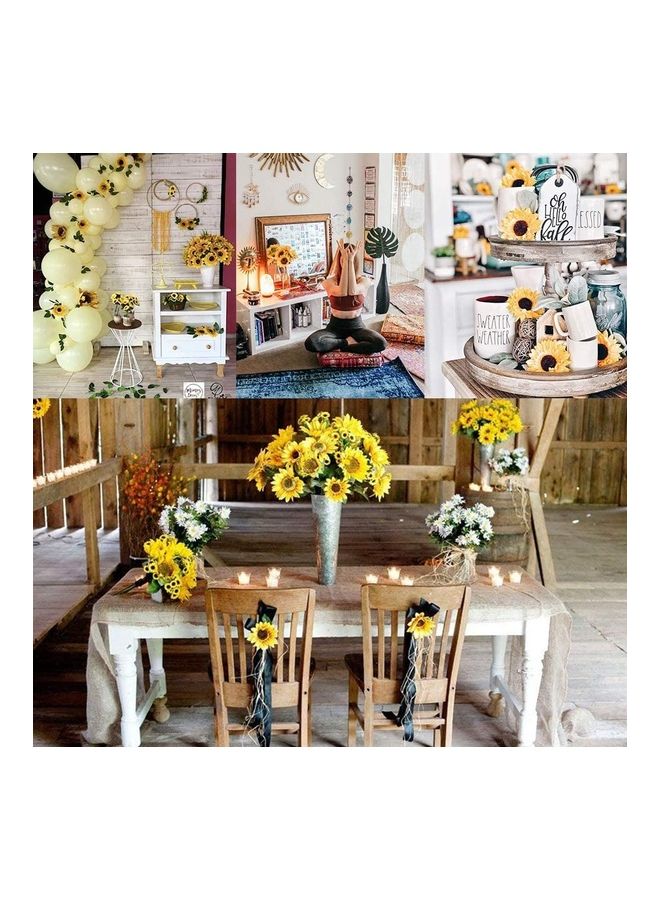 XiuWoo - 4-Piece Artificial Sunflower Bouquet Yellow/Green - Image 1