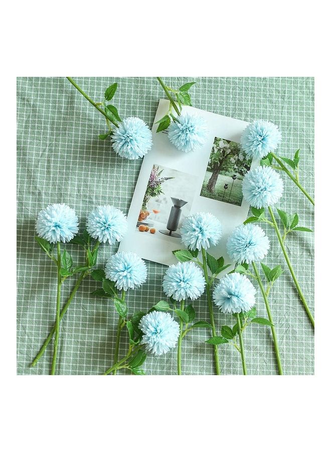 XiuWoo 12-Piece Artificial Chrysanthemum Ball Flower Blue/Green - Image 3