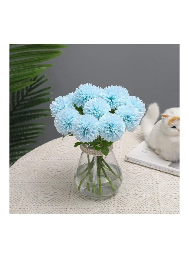 XiuWoo 12-Piece Artificial Chrysanthemum Ball Flower Blue/Green - Image 4