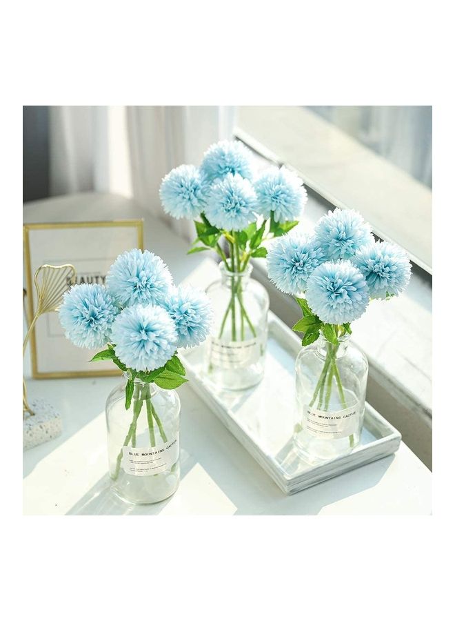 XiuWoo 12-Piece Artificial Chrysanthemum Ball Flower Blue/Green - Image 1