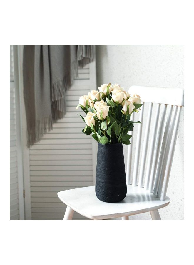 XiuWoo 12-Piece Artificial Roses Silk Bridal Wedding Bouquet Realistic Flower Pink/Green - Image 4