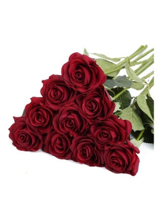 10 Pcs Real Touch Artificial Roses Red - v1618054701/N46439693A_1