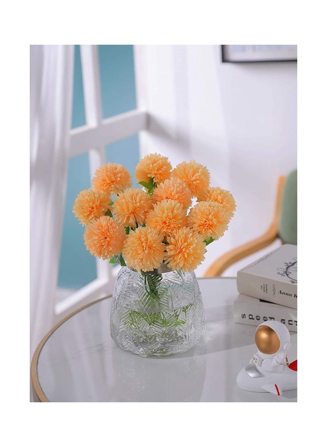 XiuWoo 6-Piece Artificial Hydrangea Flowers  Silk Chrysanthemum Small Ball Yellow/Green  - Image 3