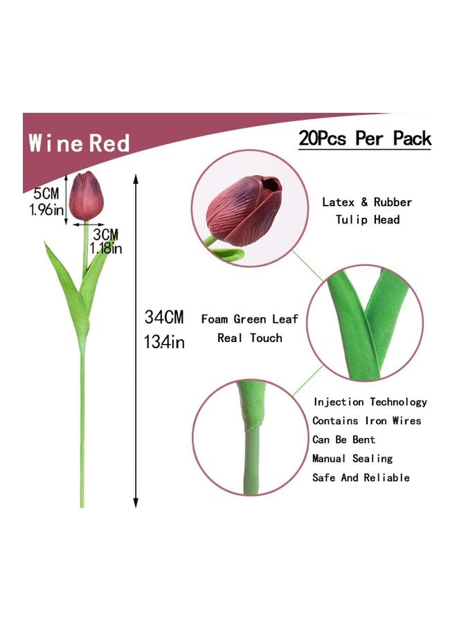 شو وو زهور توليب صناعية، من 20 قطعة متعدد الألوان One Size - Image 5