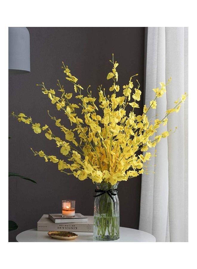 شو وو باقة زهور أوركيد صناعية من 12 قطعة أصفر/ أخضر - Image 5