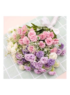 XiuWoo 60-Heads 3 Bundle Silk Realistic Mini Chrysanthemum Bouquet Multicolour  - Image 4