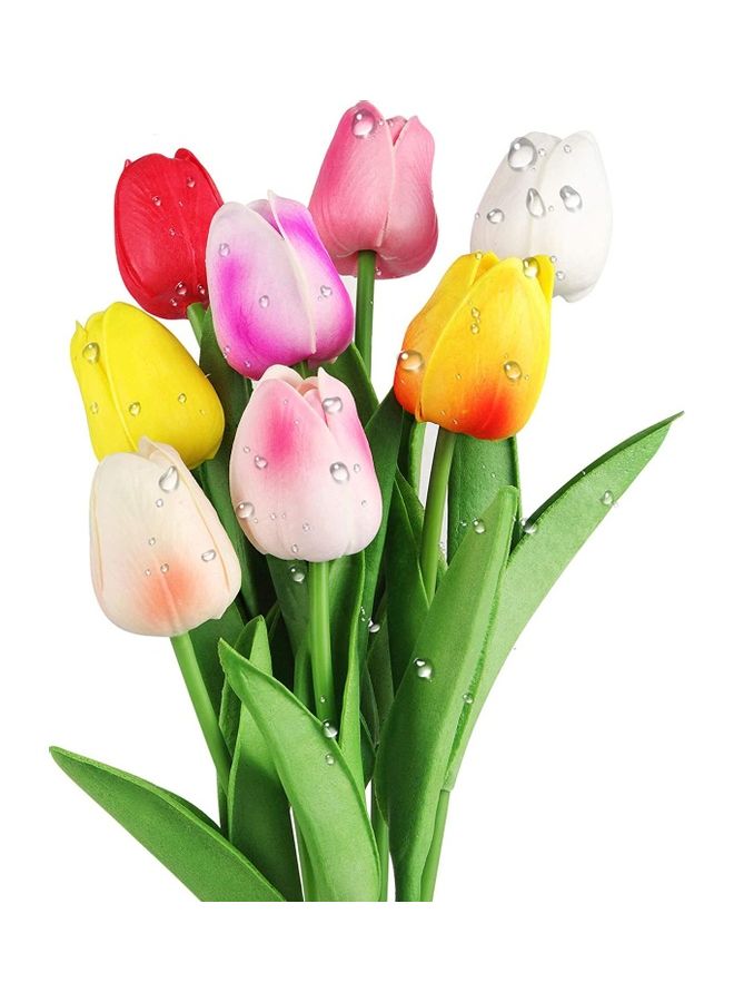 XiuWoo 8-Piece Artificial Tulip Flower Multicolour  - Image 1