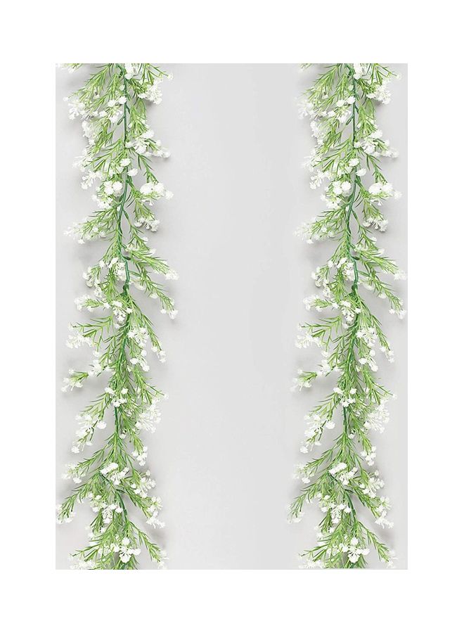XiuWoo Artificial Plants Garland Baby Breath Flower Vine Real Touch Green/White  - Image 1