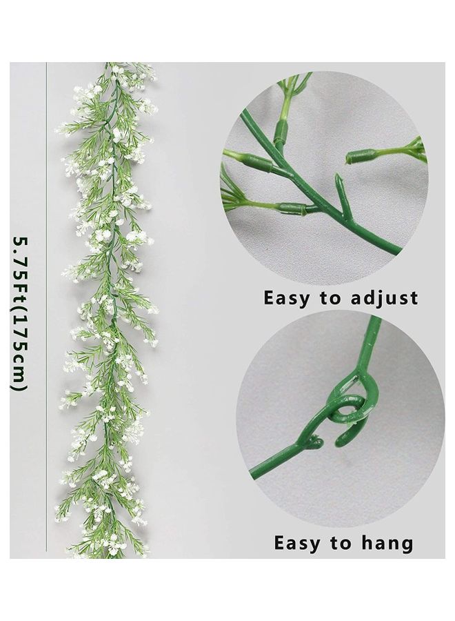 XiuWoo Artificial Plants Garland Baby Breath Flower Vine Real Touch Green/White  - Image 3