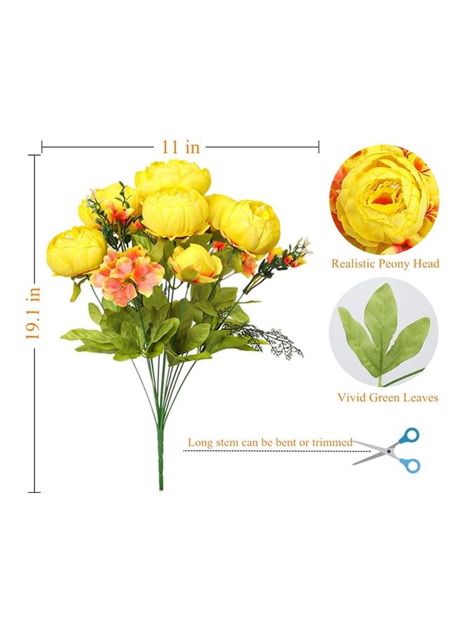 XiuWoo Artificial Peony Bouquet Silk Big Peonies Flower with Bud Yellow/Green - Image 3