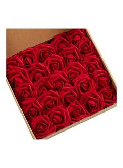 XiuWoo 25-Piece Artificial Roses Flower Real Touch Red  - Image 1