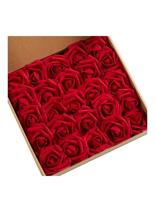 XiuWoo 25-Piece Artificial Roses Flower Real Touch Red  - Image 1
