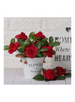 XiuWoo 25-Piece Artificial Roses Flower Real Touch Red  - Image 2