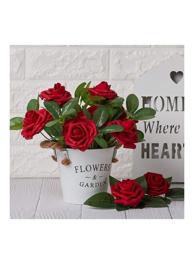 XiuWoo 25-Piece Artificial Roses Flower Real Touch Red  - Image 2