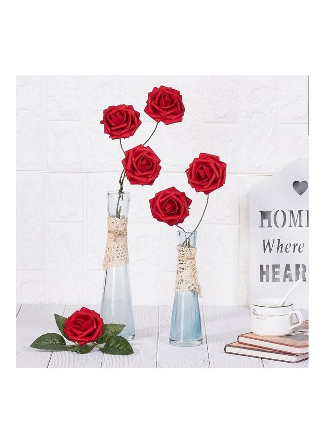 XiuWoo 25-Piece Artificial Roses Flower Real Touch Red  - Image 3