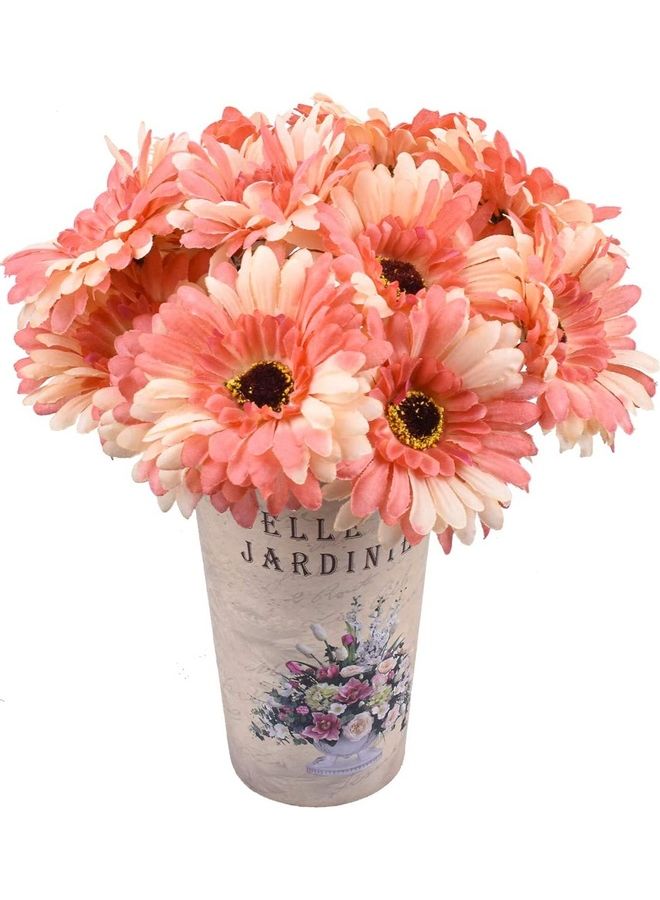 XiuWoo 15-Piece Artificial Silk Daisy Flower Pink  - Image 1