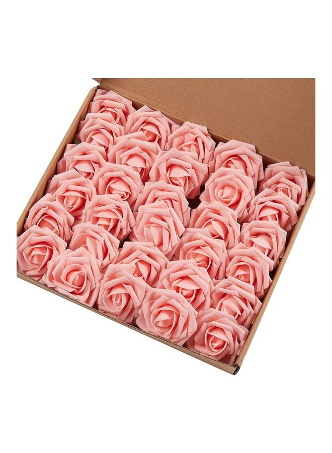 XiuWoo 30 -Piece Artificial Flower Rose Pink  - Image 1