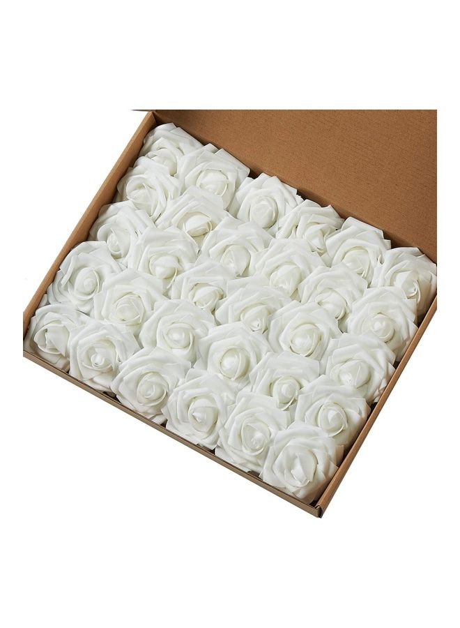 XiuWoo 30 -Piece Artificial Flower Rose White  - Image 1