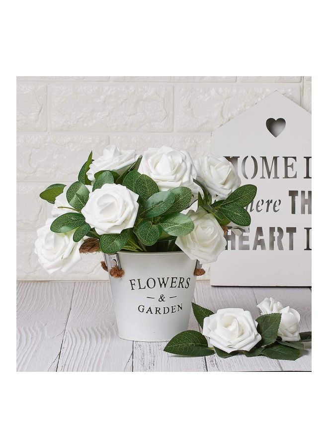 XiuWoo 30 -Piece Artificial Flower Rose White  - Image 2