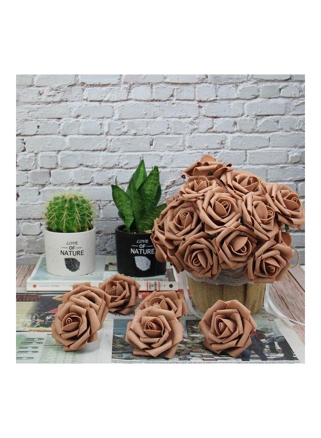 XiuWoo 25-Piece Artificial Roses Flower Real Touch Brown  - Image 2