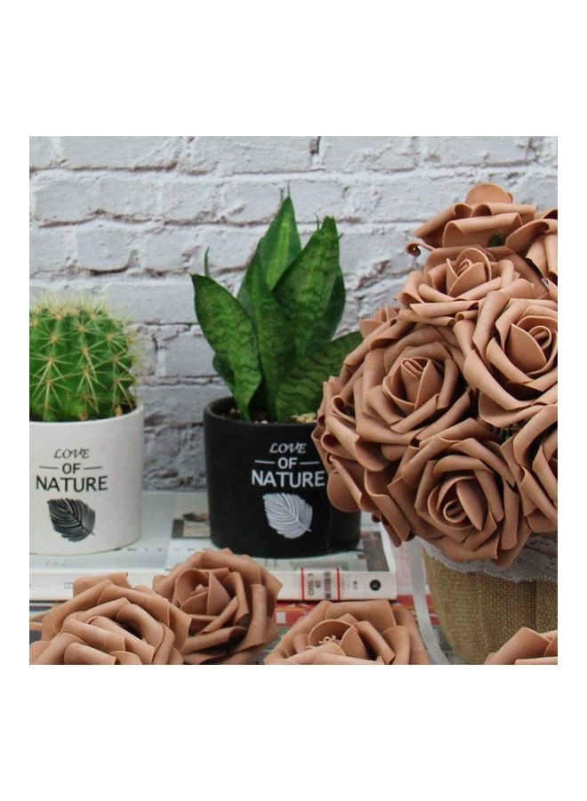 XiuWoo 25-Piece Artificial Roses Flower Real Touch Brown  - Image 3