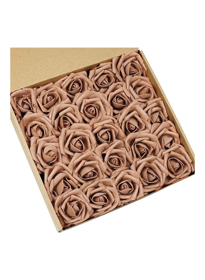XiuWoo 25-Piece Artificial Roses Flower Real Touch Brown  - Image 1