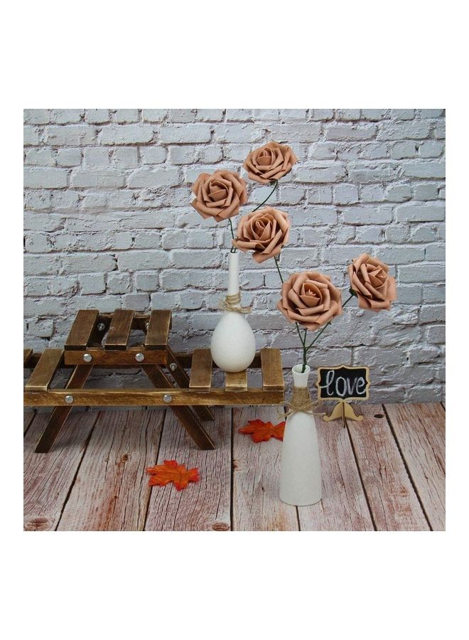 XiuWoo 25-Piece Artificial Roses Flower Real Touch Brown  - Image 5