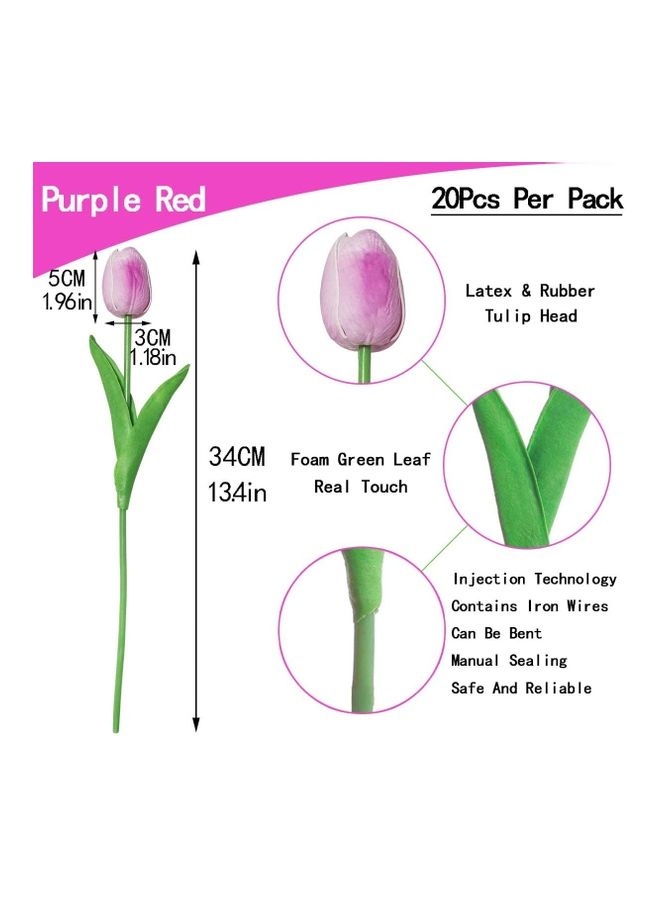 XiuWoo 20-Piece Artificial Tulip Flowers Multicolour One Size - Image 5