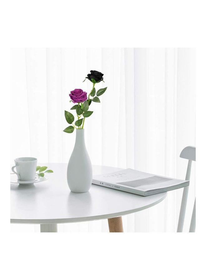 XiuWoo 12-Piece Artificial Rose Flower Purple/Green - Image 5