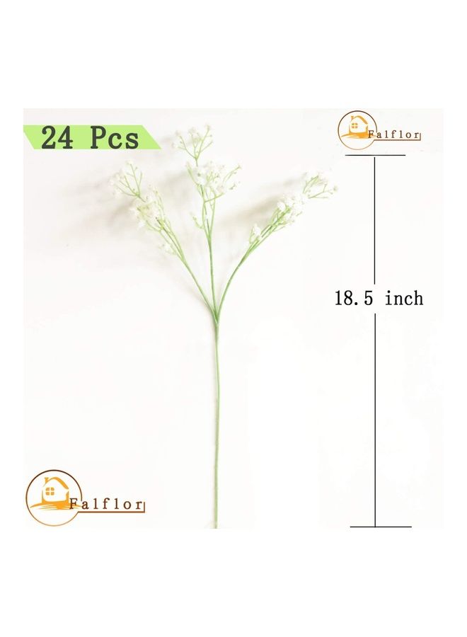 XiuWoo 24-Piece Baby Breath Artificial Flower Realistic Gypsophila Bouquets White/Green - Image 2