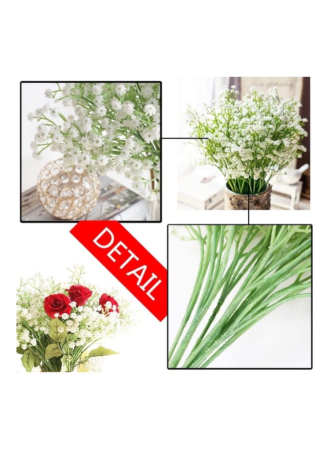 XiuWoo 24-Piece Baby Breath Artificial Flower Realistic Gypsophila Bouquets White/Green - Image 3