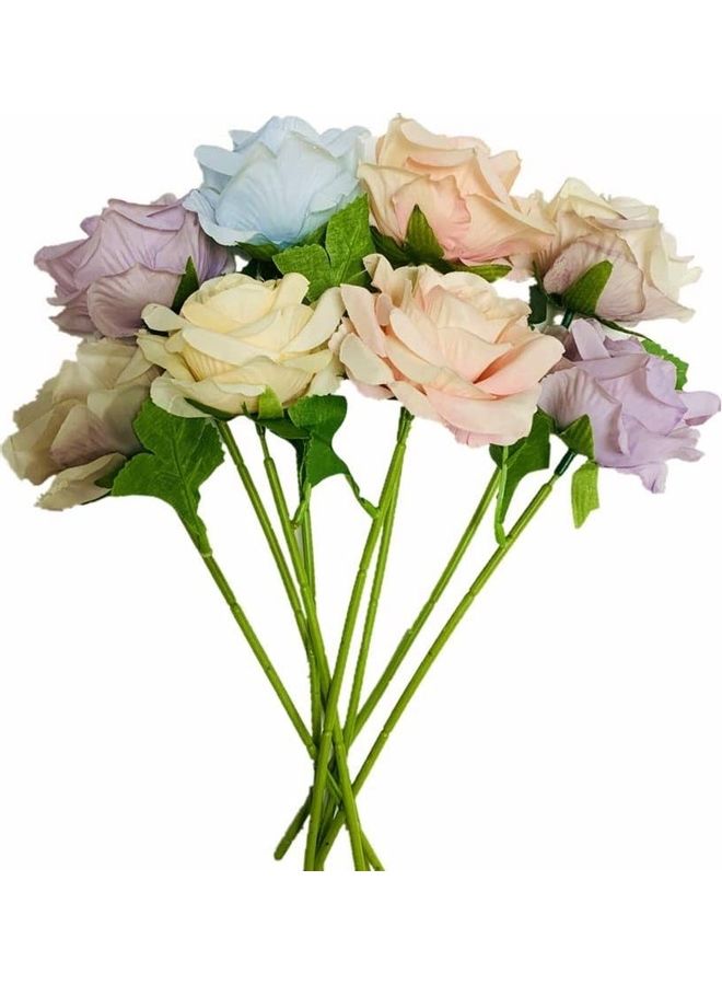 شو وو 8 قطع من الورود الاصطناعية متعدد الألوان - Image 1