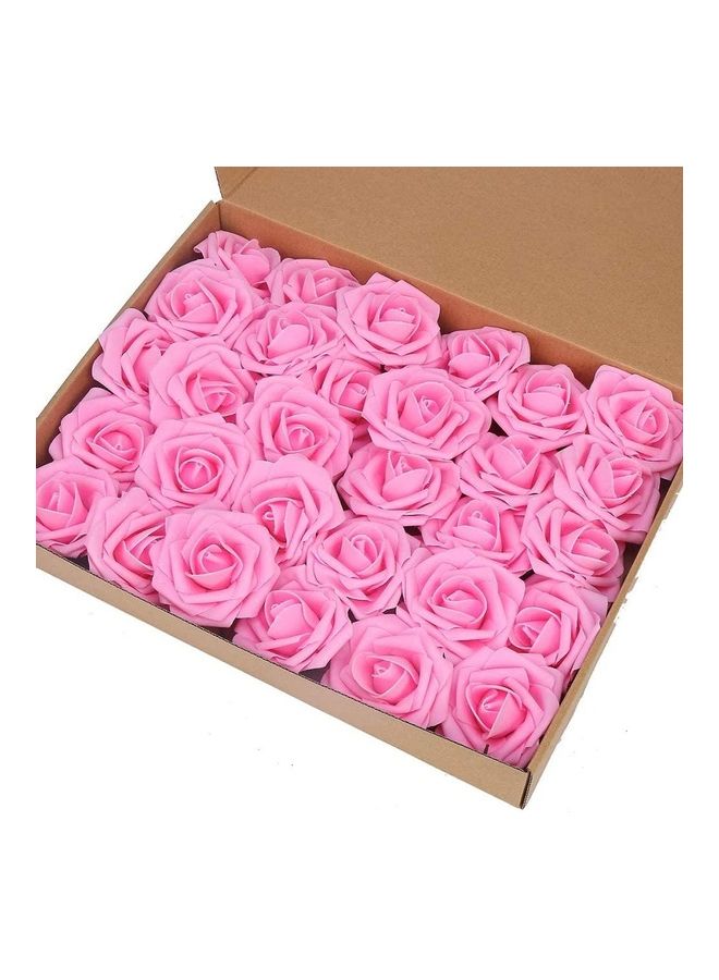 XiuWoo 30 -Piece Artificial Flower Rose Pink  - Image 1