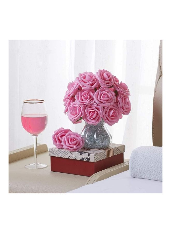 XiuWoo 30 -Piece Artificial Flower Rose Pink  - Image 2
