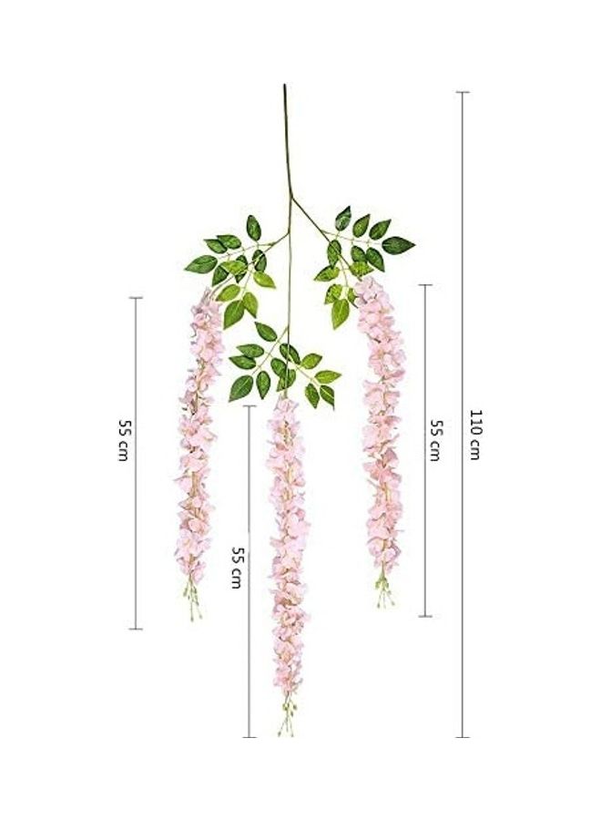 XiuWoo 24-Piece Artificial Hanging Wisteria Silk Flower Pink/Green  - Image 3