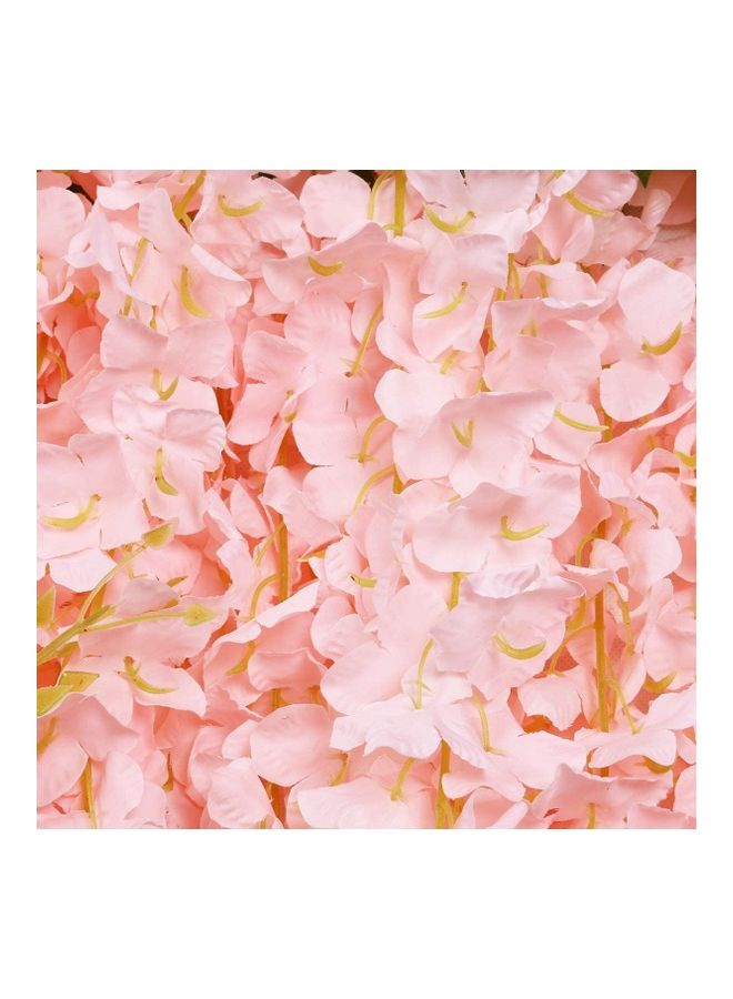 XiuWoo 24-Piece Artificial Hanging Wisteria Silk Flower Pink/Green  - Image 5