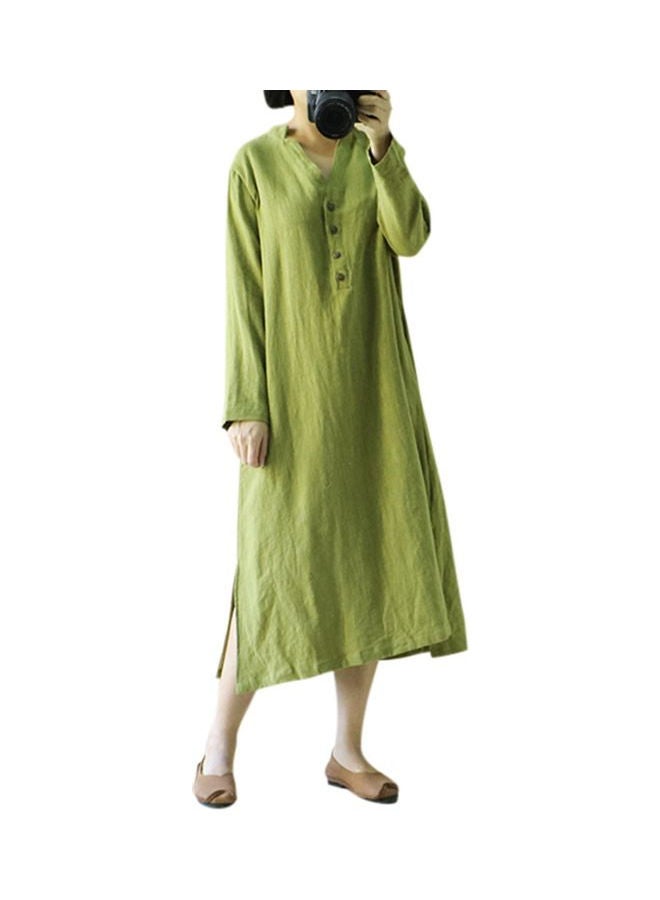 ماركة غير محددة فستان كاجوال واسع أخضر  - Image 1