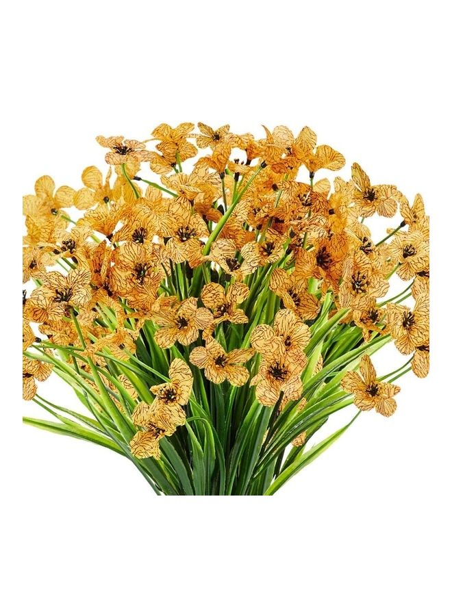 XiuWoo 6-Pack Artificial Outdoor UV Resistant Fake Flower Yellow/Green  - Image 1