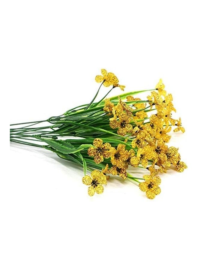 XiuWoo 6-Pack Artificial Outdoor UV Resistant Fake Flower Yellow/Green  - Image 3
