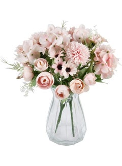 XiuWoo 2-Piece Artificial Peony Bouquet Pink/Green  - Image 1