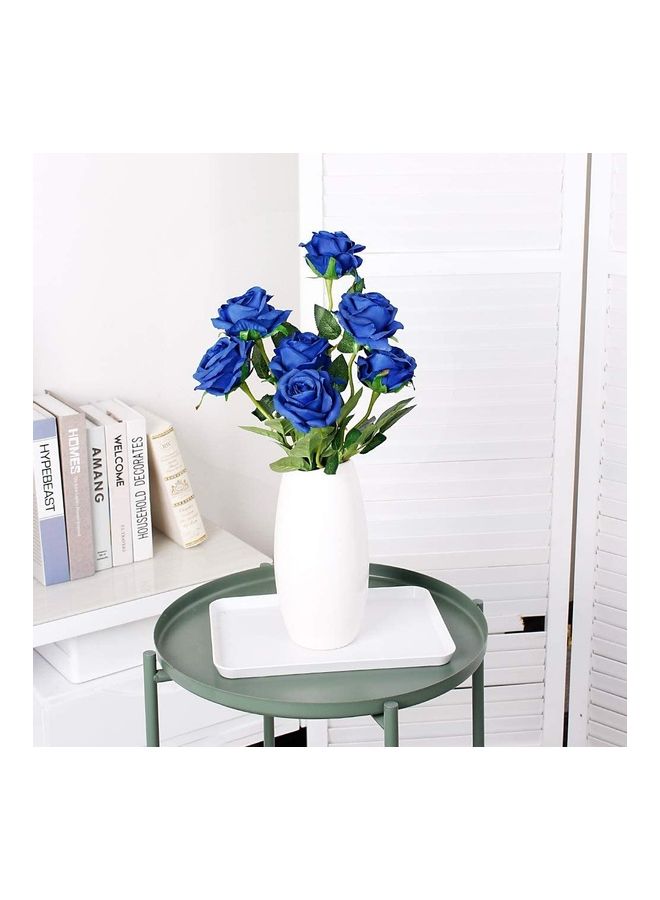 XiuWoo 12-Piece Artificial Roses Silk Bridal Wedding Bouquet Realistic Flower Blue/Green  - Image 5