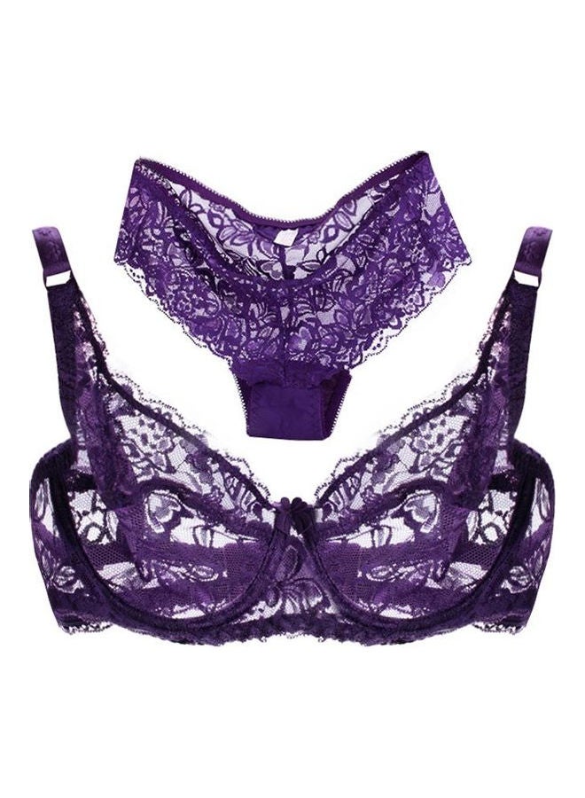 Breathable Bra And Brief Set Purple  - Image 1