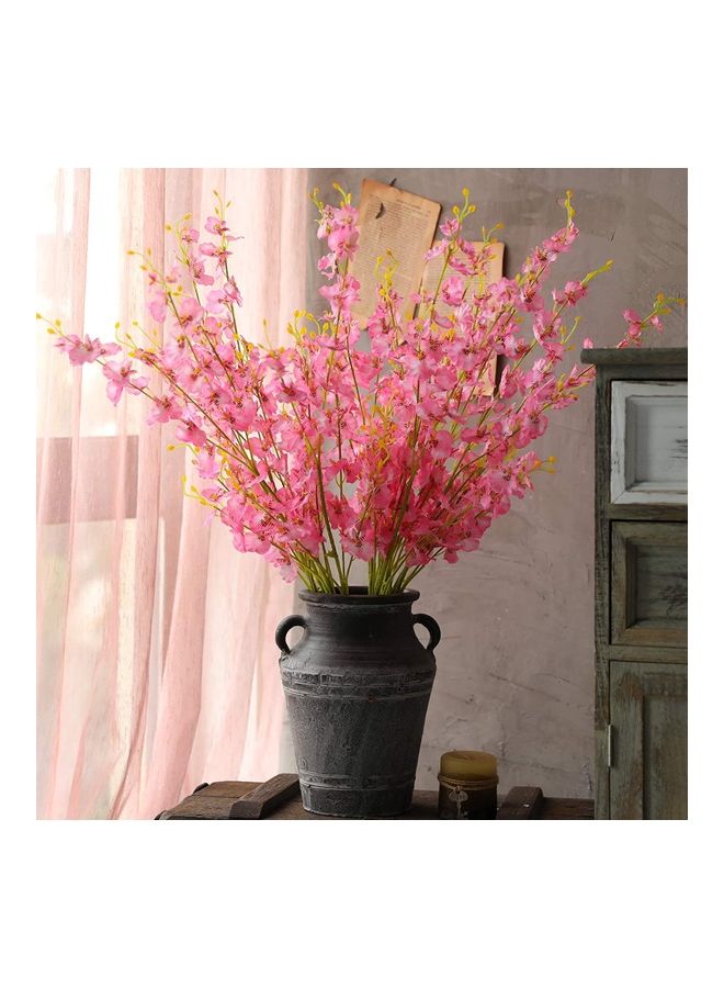 XiuWoo - 12-Piece Artificial Orchids Flower with Long Stem Pink/Green - Image 1