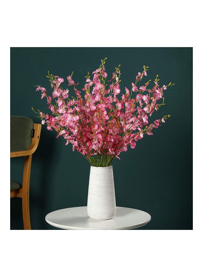 XiuWoo - 12-Piece Artificial Orchids Flower with Long Stem Pink/Green - Image 1