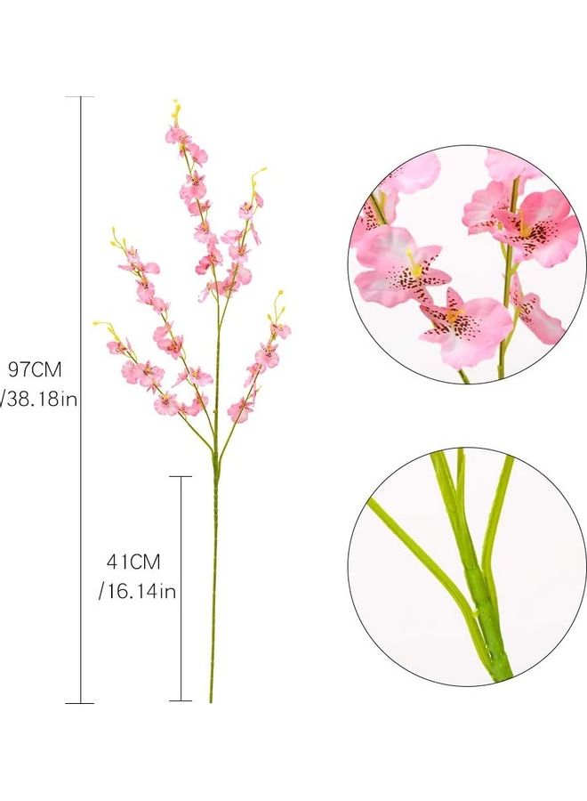 XiuWoo - 12-Piece Artificial Orchids Flower with Long Stem Pink/Green - Image 1