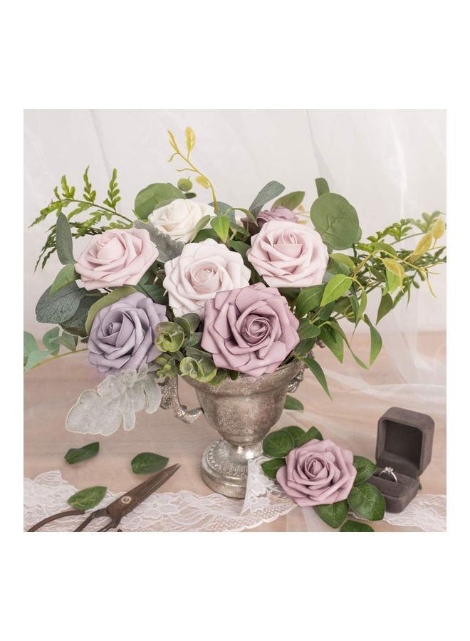 شو وو باقة زهور صناعية بملمس طبيعي من 25 قطعة متعدد الألوان - Image 3